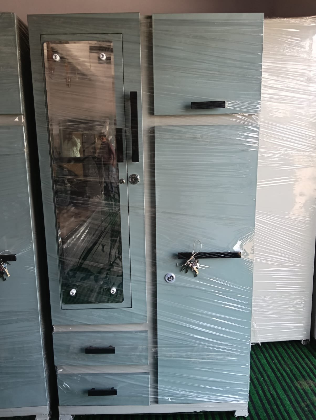 Light Blue Metal Almirah with Sliding Door Almirahs